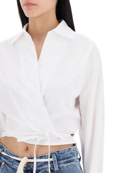 Shop Closed Crossed Cropped Shirt With In White