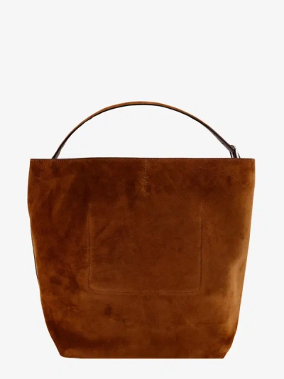 Shop Totême Toteme Woman Shoulder Bag Woman Brown Shoulder Bags