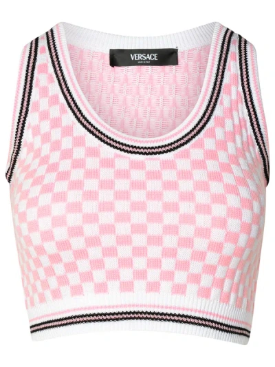 Shop Versace Woman  Crop Top In Pink Virgin Wool Blend