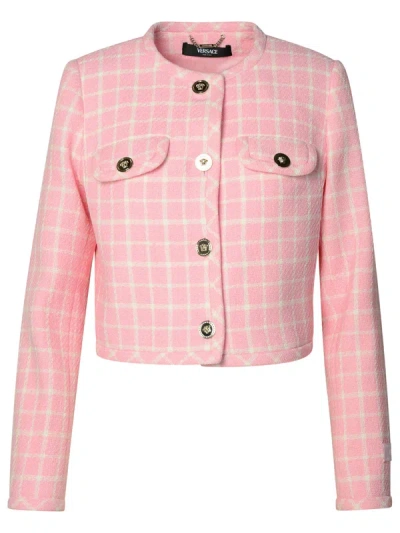 Shop Versace Virgin Wool Blend Jacket Woman In Pink