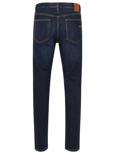 Shop Zegna Blue Cotton Jeans Man