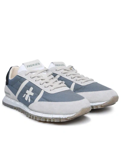 Shop Premiata 'sean' Grey Leather And Fabric Sneakers