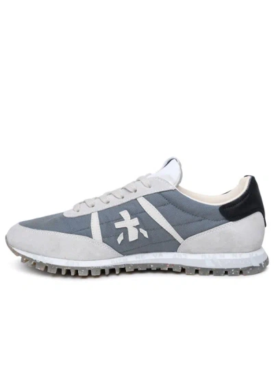 Shop Premiata 'sean' Grey Leather And Fabric Sneakers