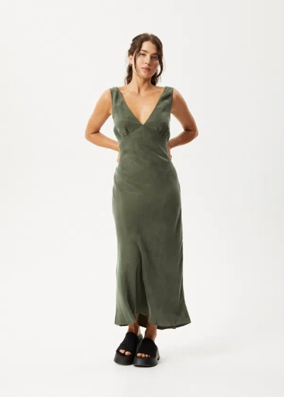 Shop Afends Cupro Maxi Dress In Green