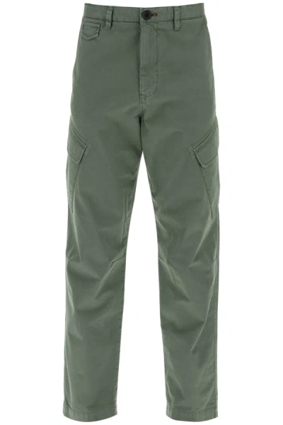 Shop Ps By Paul Smith Pantaloni Cargo In Cotone Stretch In Green