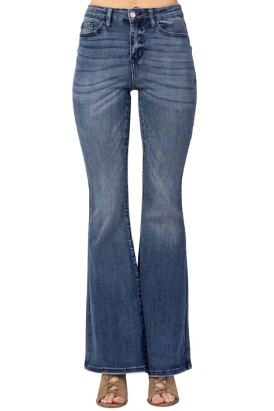 Shop Judy Blue Contrast Trouser Flare Jeans In Medium Blue