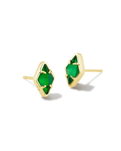 Shop Kendra Scott Kinsley Stud Earrings In Gold Kelly Green Illusion In Multi