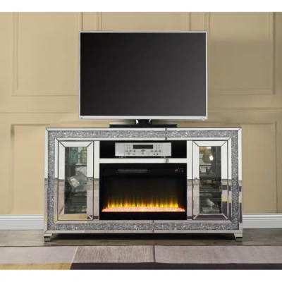 Shop Simplie Fun Noralie Tv Stand W/fireplace & Led Mirrored & Faux Diamonds Lv