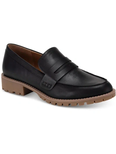 Shop Style & Co Olivviaa Womens Faux Leather Slip-on Loafers In Black