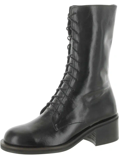 Shop Reike Nen Rn4sho46 Womens Faux Leather Combat Mid-calf Boots In Black