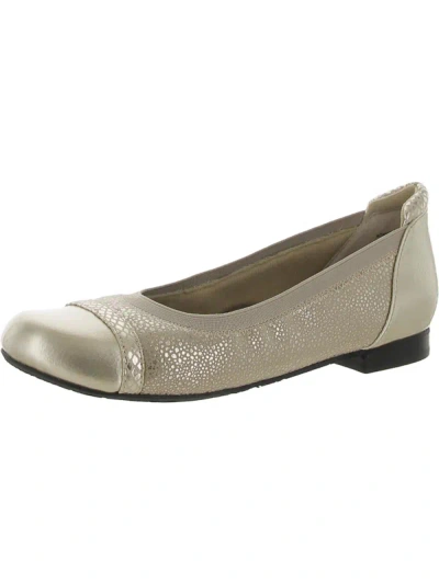 Shop Ros Hommerson Ronnie Womens Toe Cap Ballet Flats In Gold