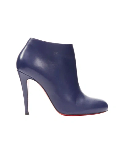 Shop Christian Louboutin Belle 100 Navy Blue High Heel Ankle Boots