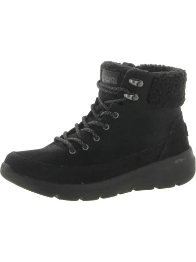 Shop Skechers Glacial Ultra - Wood Womens Suede Faux Fur Lined Winter & Snow Boots In Black