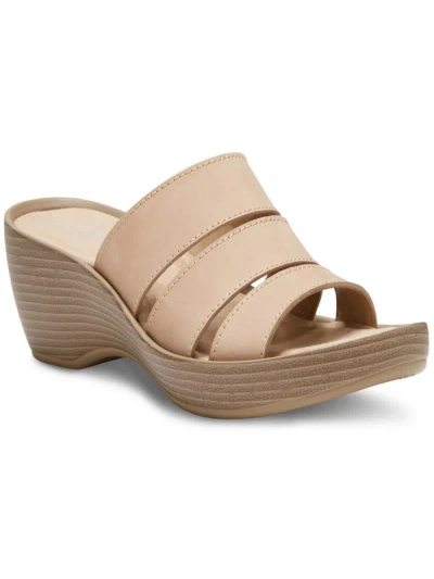 Shop Eastland June Womens Leather Slip On Wedge Sandals In Grey