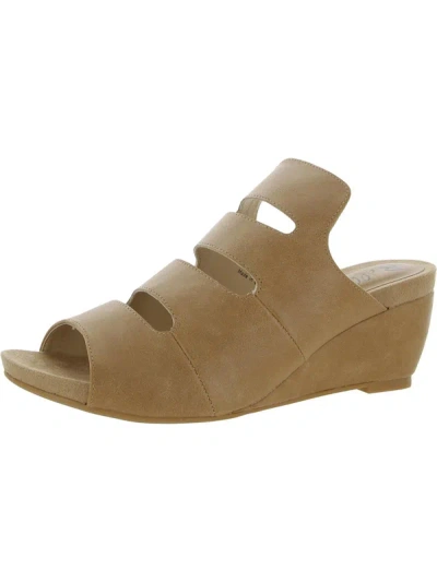 Shop Bellini Whit Womens Faux Leather Peep-toe Wedge Sandals In Beige