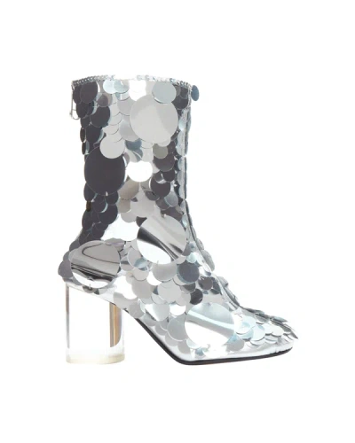 Shop Maison Margiela Silver Pailette Clear Lucite Heels Ankle Boots