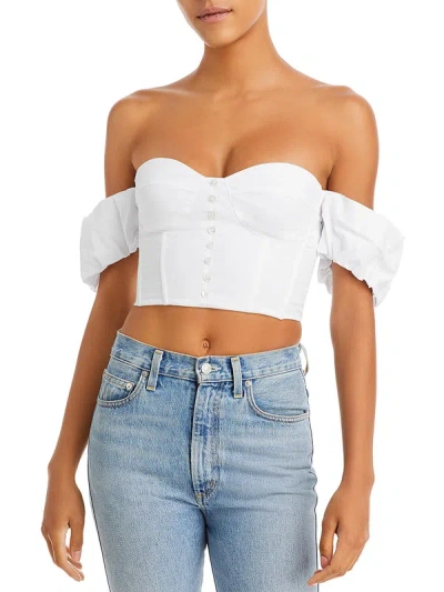 Shop Staud Womens Button Up Off-the-shoulder Cropped In White