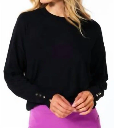 Shop Esqualo Basic Button Sleeve Sweater In Black