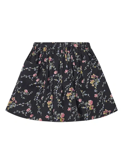 Shop Bonton Romantic Print Gauze Skirt In Black