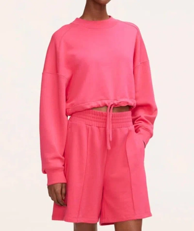 Shop Rebecca Taylor Drawcord Terry Sweatshirt In Hot Pink