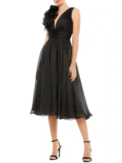 Shop Mac Duggal Womens A Line V Neck Midi Dress In Black