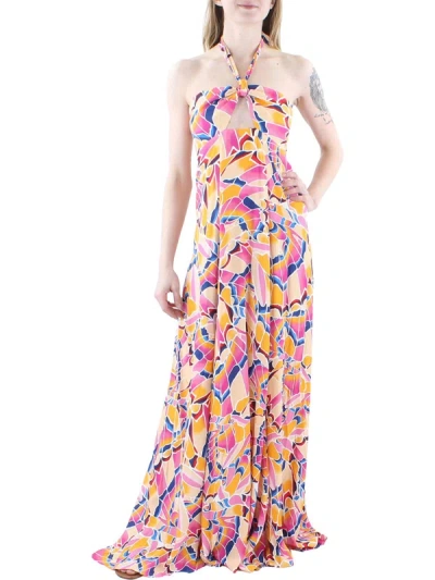 Shop Afrm Womens Halter Neck Print Halter Dress In Multi