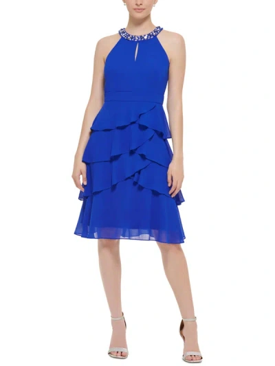 Shop Jessica Howard Womens Crystal Neckline Keyhole Cocktail And Party Dress In Blue