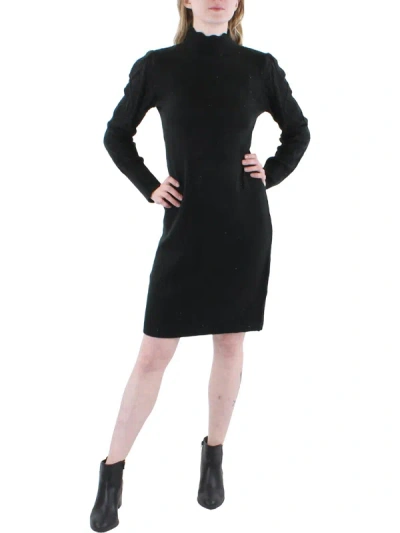 Shop Sandra Darren Womens Mock Neck Short Sheath Dress In Black