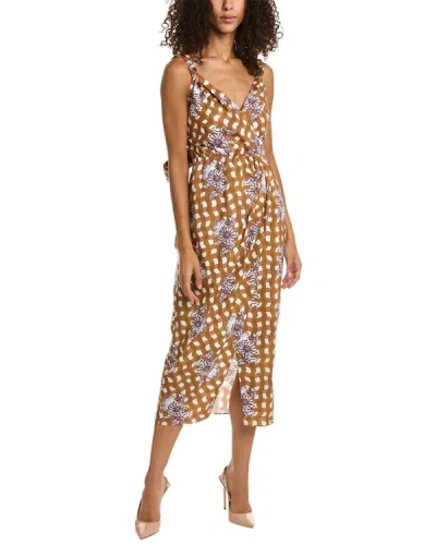 Shop Rebecca Taylor Gingham Daisy Wrap Dress In Daisey Toffee Combo In Multi