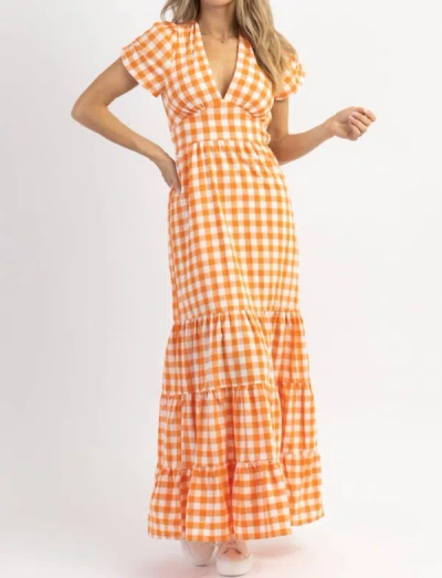 Shop Lena Santa Maria Gingham Dress In Orange