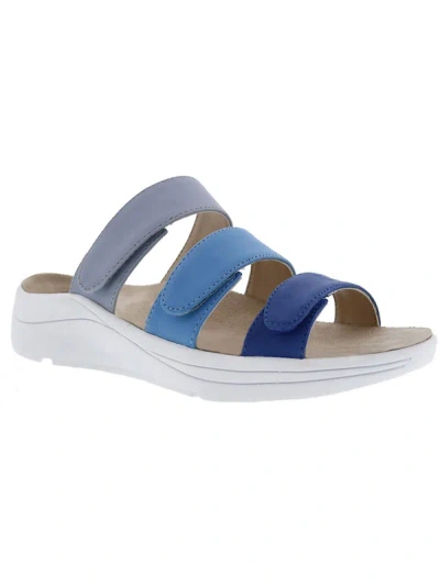 Drew Sawyer Womens Faux Leather Footbed Slide Sandals In Blue