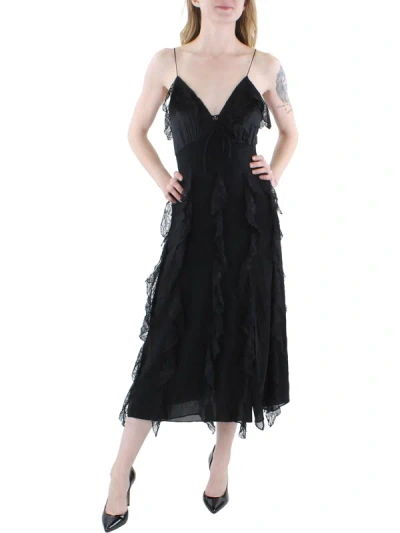 Shop Alice And Olivia Mcguire Womens Silk Long Midi Dress In Black