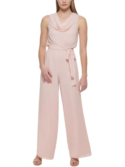 Shop Vince Camuto Womens Chiffon Cowl Neck Jumpsuit In Gold
