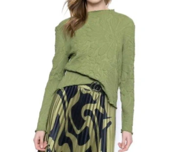 Shop Picadilly Floral Embossed Top In Green