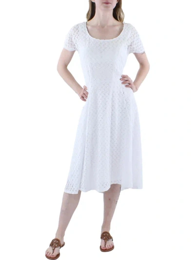 Shop Signature By Robbie Bee Womens Crochet Short Sleeves Midi Dress In White