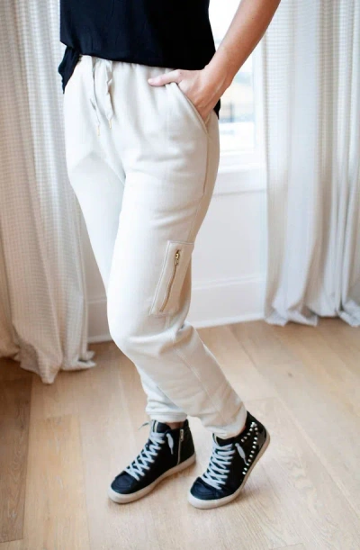 Shop Mono B Women's Fleece Lined Sweatpants In Cream In White