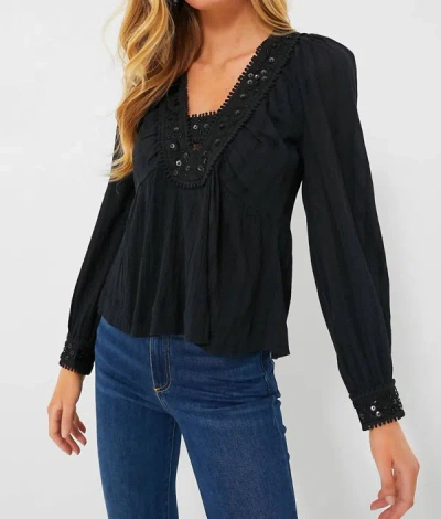 Shop Sea Charlotte Embroidery Long Sleeve Top In Black