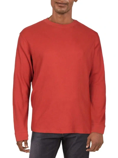Shop Levi's Mens Waffle Knit Crewneck Thermal Shirt In Red
