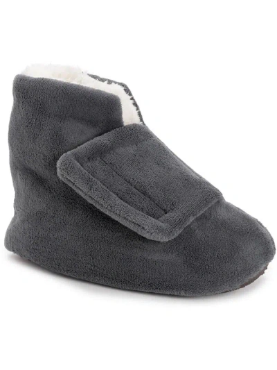 Shop Muk Luks Adjustable Bootie Slipper Mens Shearling Comfort Bootie Slippers In Grey