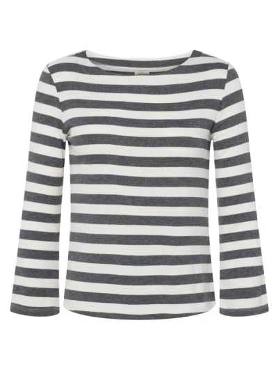 Shop L Agence Lucille Boatneck Top In Marengo/white Stripe