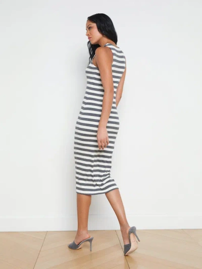 Shop L Agence Nura Sleeveless Midi Dress In Marengo/white Stripe