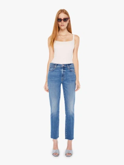 Shop Mother The Rascal Ankle Fray Opposites Attract Jeans In Blue