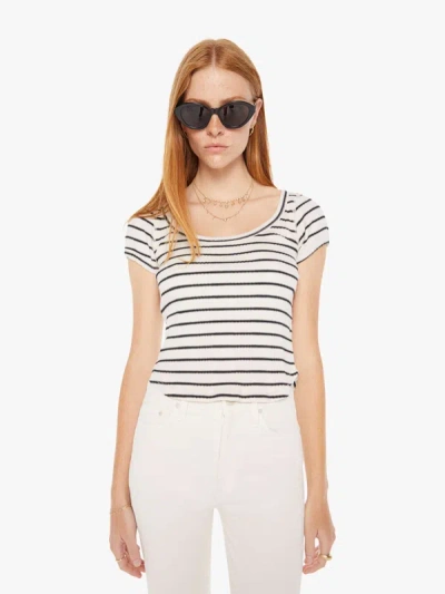 Shop Mother The Itty Bitty Scoop And White Stripe T-shirt In Black - Size X-large