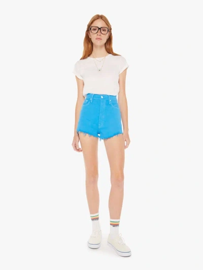 Shop Mother Tune Up Bona Fide Shorts Fray Aster In Blue - Size 33