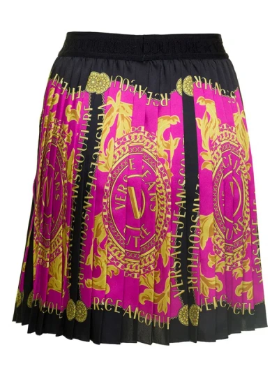 Shop Versace Jeans Couture 75dp820 Pleaced Skirt In Fuxia