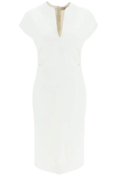 Shop Agnona Wool Crepe Sheath Dress In White