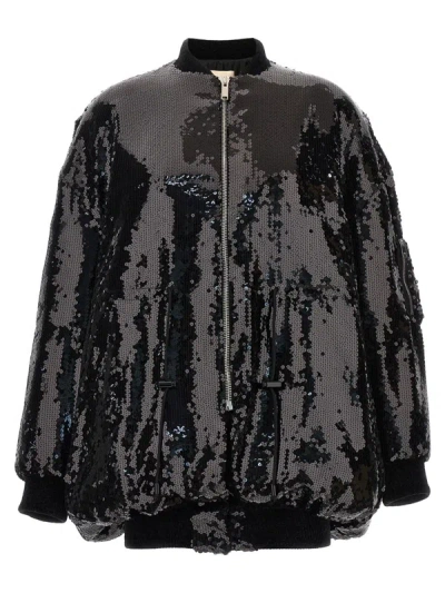 Alexandre Vauthier Black Sequin Bomber Jacket In Black
