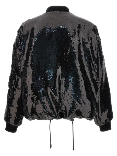 Alexandre Vauthier Black Sequin Bomber Jacket In Black