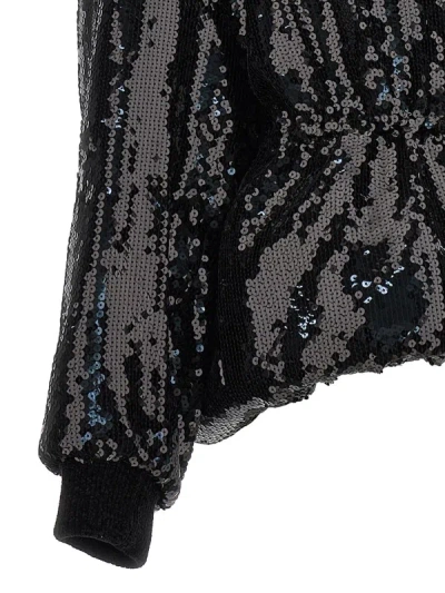 Alexandre Vauthier Black Sequin Bomber Jacket In Black