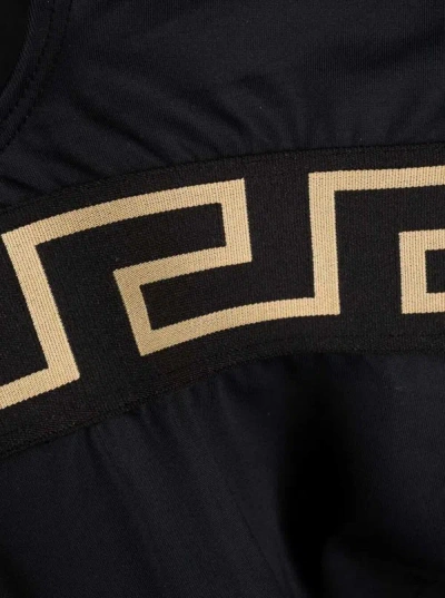 Shop Versace Black Lycra Swimsuit With Greek Detail